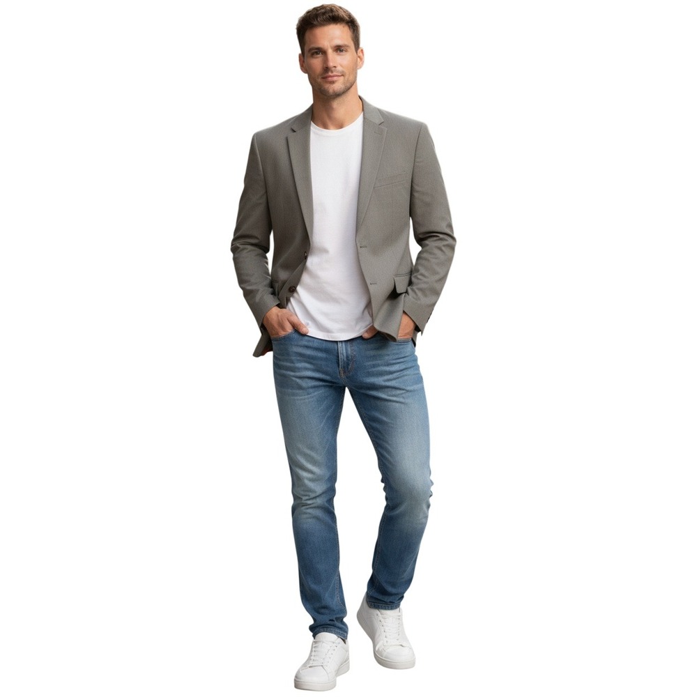 Banana Republic Gray 100% Cotton Sport Coat Blazer 44R Tailored Orange Lng $450